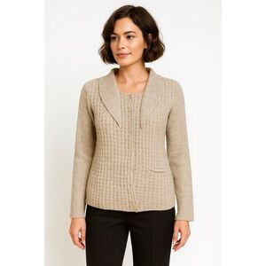 ACOTE Lamsbwool Faux Collar Waffle Knit Cardigan​​​​​